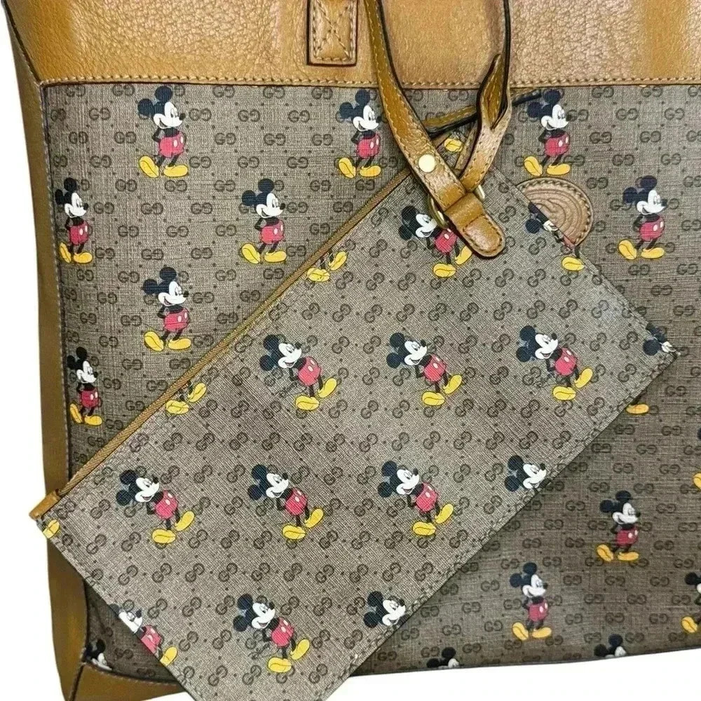 Gucci Disney GG Leather Tote Beige Women’s Bag. - Picture 6 of 16
